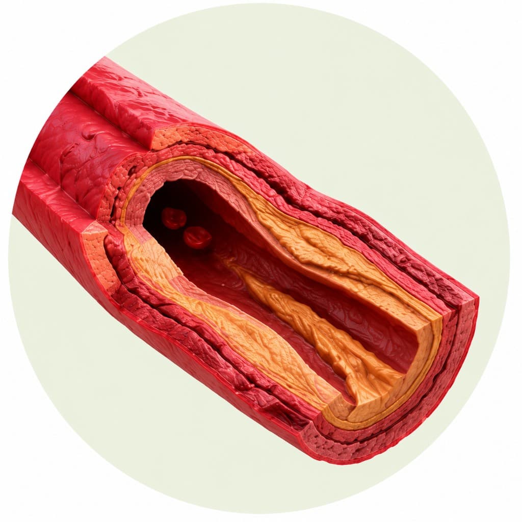 Coronary artery with vessel wall changes