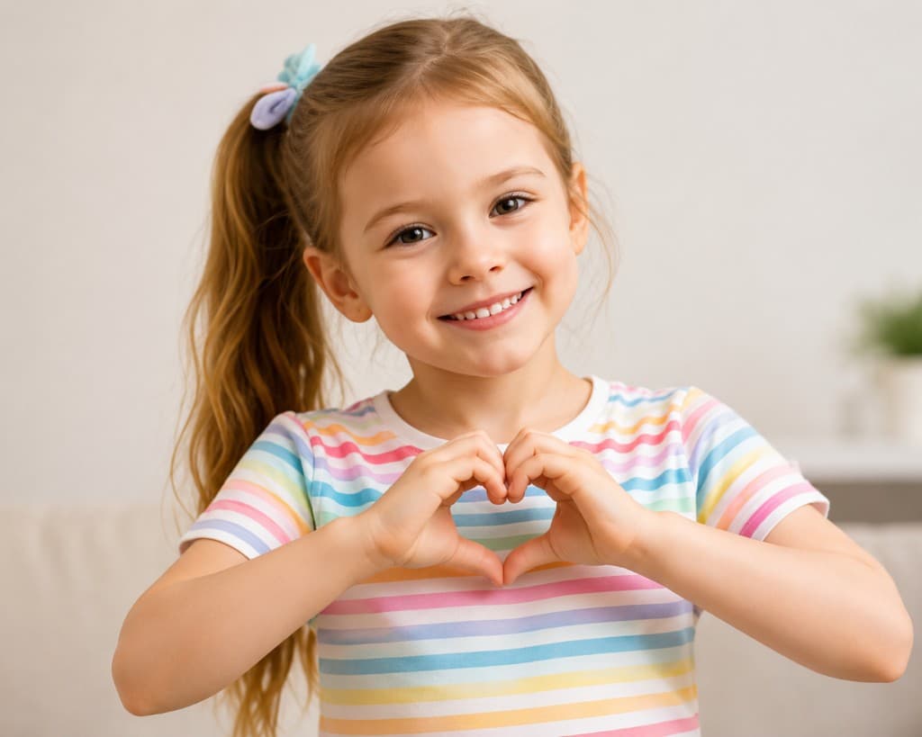 Young girl making a heart shape with her hands