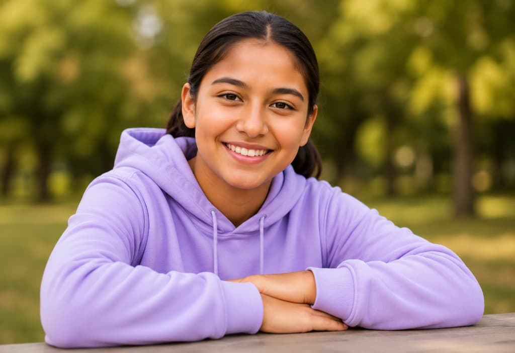 Teen patient smiling during pediatric heart clinic visit